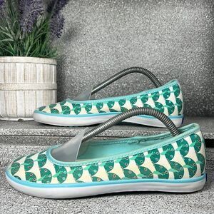 Keds Eleanor Peacock Print Canvas Shoes Slip On Flats Sneakers Size 3